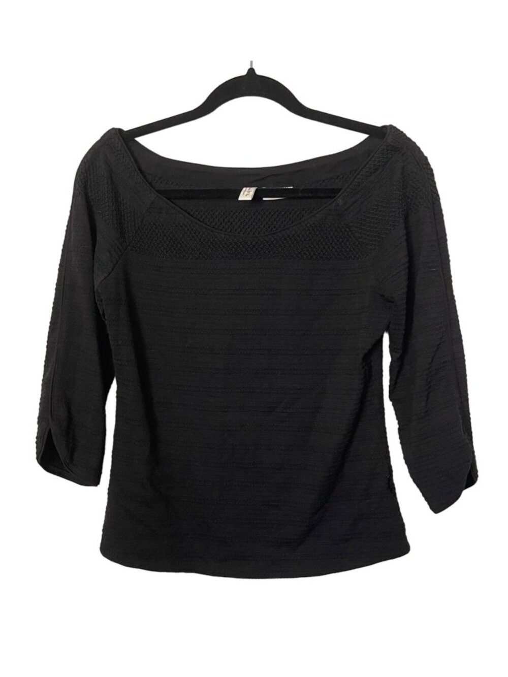 Meadow Rue By Anthropologie 3/4 sleeve Size Small Boat neck Black